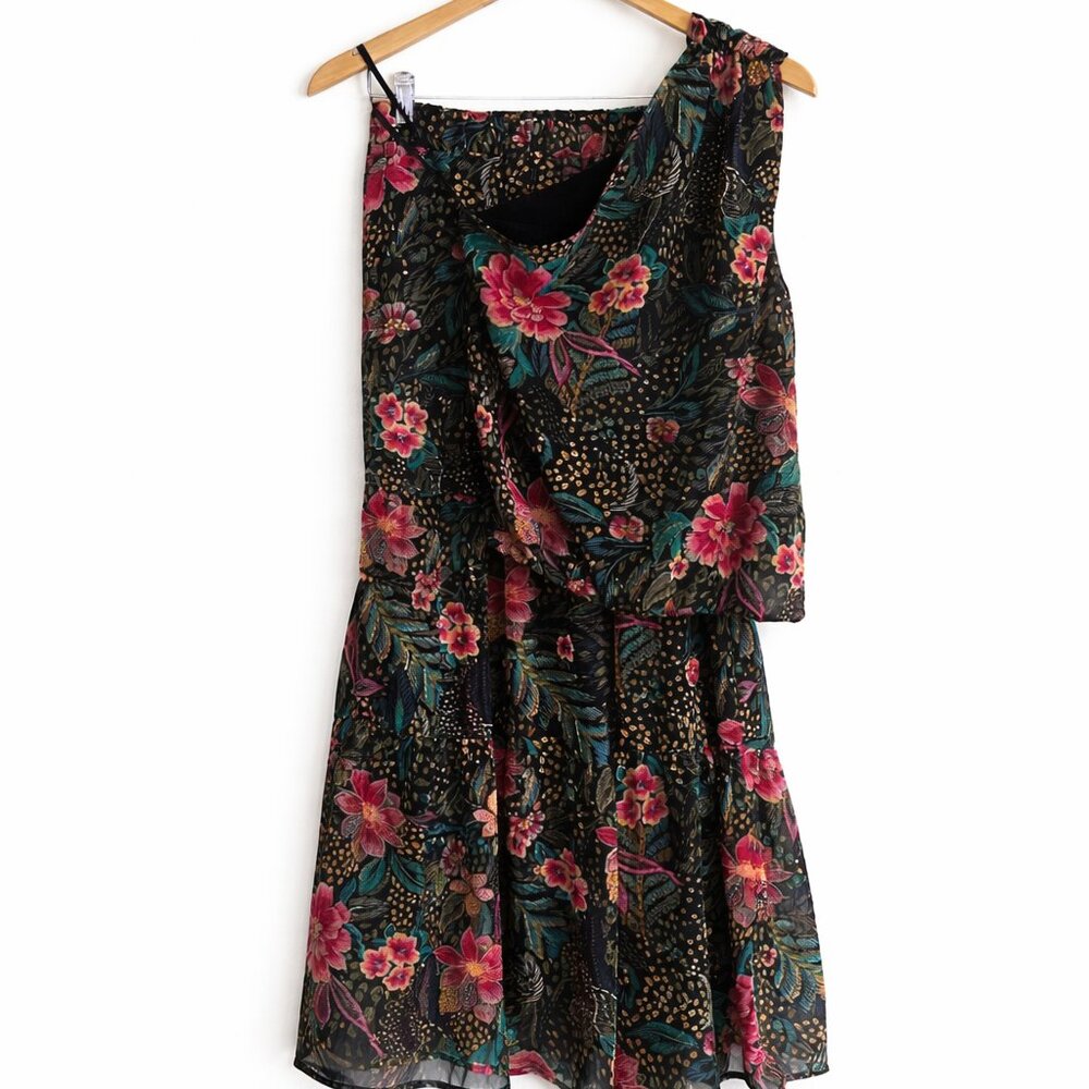 Evereve Floral Maxi Skirt and One Shoulder Set XS